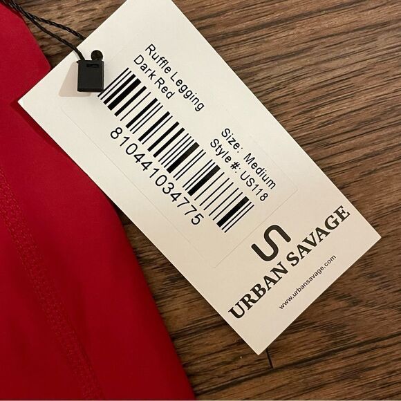 NWT Urban Savage Ruffle Leggings Black Cherry Size Medium - Picture 5 of 8